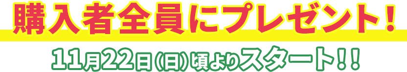 購入者全員にプレゼント！ 11月22日（日）頃よりスタート！！